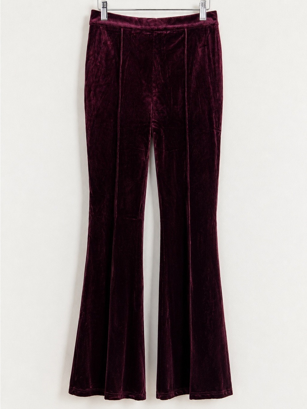 Halara Burgundy Velvet Flare Pants Small Pull On Stretch NWT - Picture 3 of 10